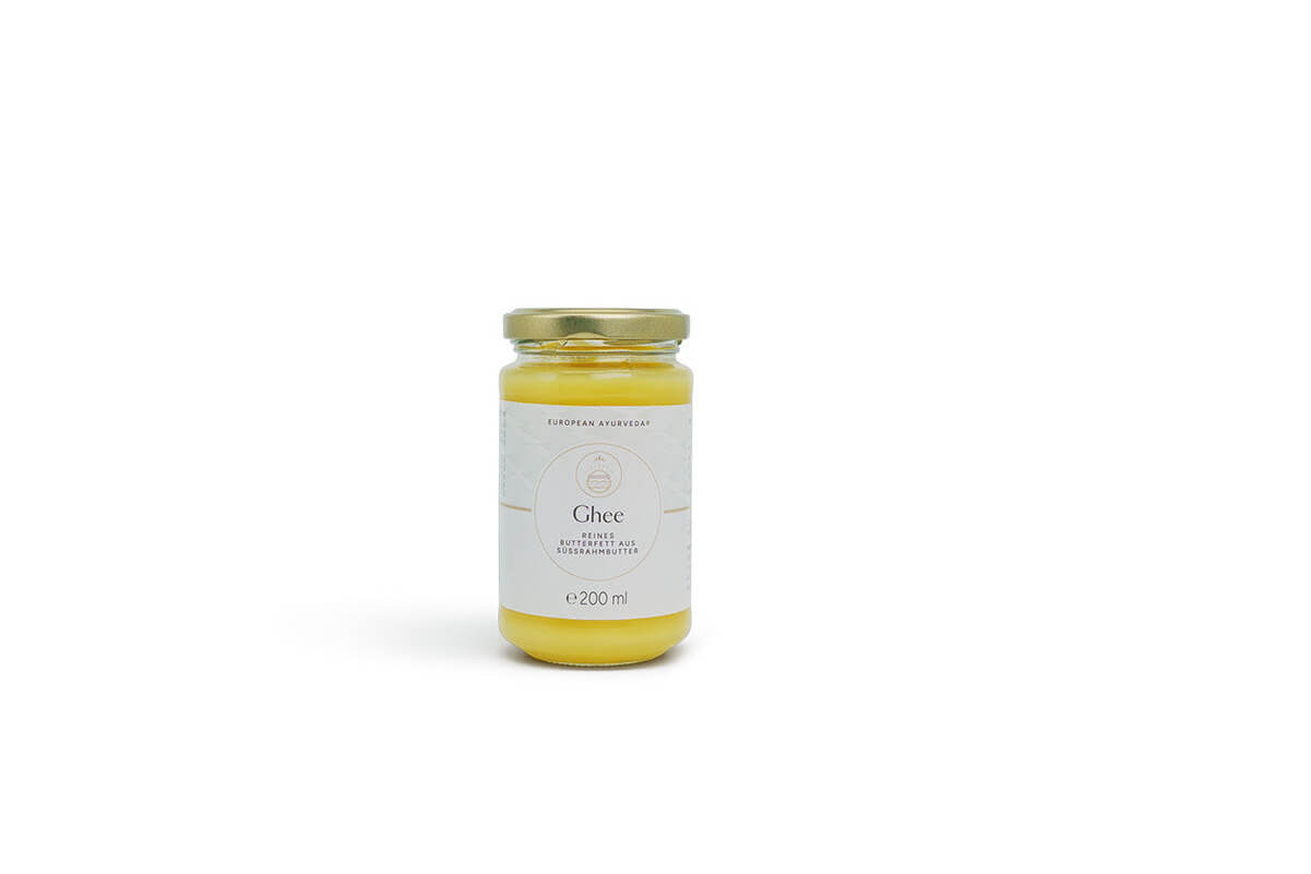 European Ayurveda Ghee – reines Butterfett für die ayurvedische Küche, 200 ml.