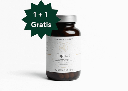 Triphala Nahrungsergänzungsmittel 90 Kapseln mit 1+1 Gratis Angebot.
